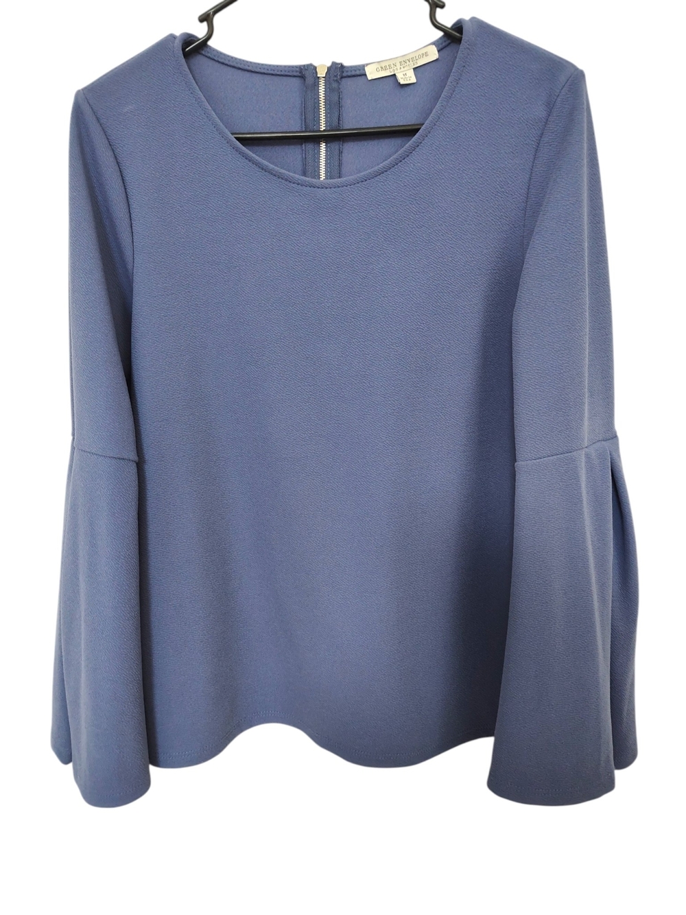 Set Of 2 Green Envelope Women's Slate Blue & Pink Bell Sleeve Blouses